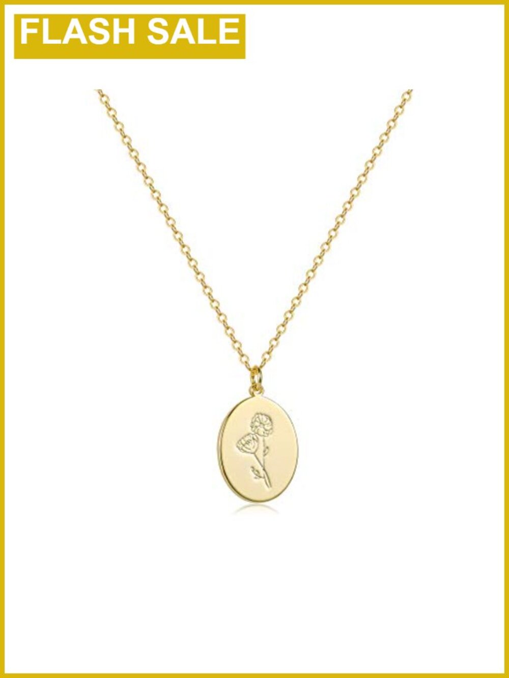 14K Gold Plated Birth Flower Necklace Pendant Personalized